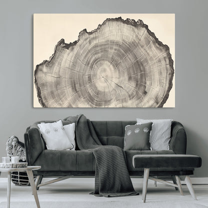 98921313-MGV-CV-36X24-Tree Ring Wall Art Canvas Print, Framed Wood Slice Art Picture Print, Minimalist Wood Perfect Rustic Academic Decor Artwork