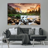 90956031-MGV-CV-36X24-Yosemite Valley Wall Art – Scenic Mountain River Landscape Canvas Print, Nature Photography for Living Room, Bedroom, Cabin,