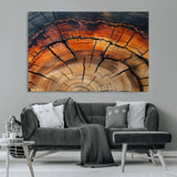65909987-MGV-CV-36X24-Rustic Tree Ring Wall Art – Nature Inspired Wooden Texture Canvas Print, Modern Abstract Artwork for Living Room, Bedroom, Office