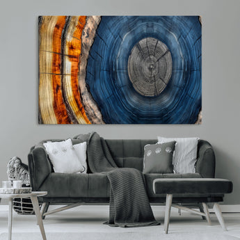 84489410-MGV-CV-36X24-Framed Abstract Tree Ring Wall Art Print, Natural Rustic Wood Texture Canvas Print, Wood Tree Stump Farmhouse, Log Cabin Wooden