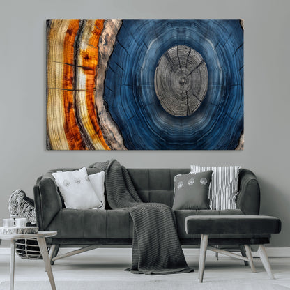 84489410-MGV-CV-36X24-Framed Abstract Tree Ring Wall Art Print, Natural Rustic Wood Texture Canvas Print, Wood Tree Stump Farmhouse, Log Cabin Wooden
