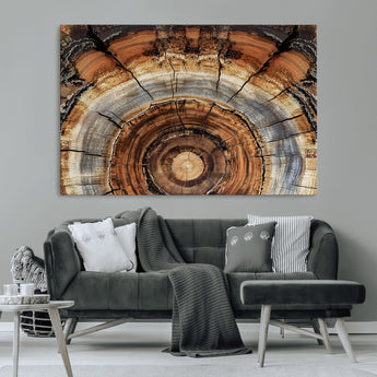 15184146-MGV-CV-36X24-Tree Rings Wall Art Canvas Print, Framed Wood Texture Art Picture Print, Rustic Pattern Perfect Rustic Organic Decor Artwork