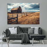 69356982-MGV-CV-36X24-Old Barn Wall Art Canvas Print, Framed Rustic Fence Art Picture Print, Wooden Farmhouse Perfect Rustic Farmhouse Decor Artwork