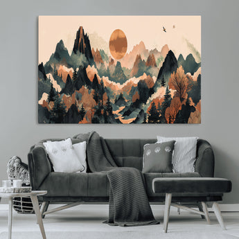 46509506-MGV-CV-36X24-Mountain Wall Art – Sunset Canvas Print, Nature Inspired Artwork, Scenic Wall Decor for Living Room, Bedroom, Office