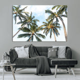 87247012-MGV-CV-36X24-Skyward Palm Trees Wall Art Canvas Print, Framed Tropical Sky Art Picture Print, Coconut Palm Perfect Tropical Skyview Decor