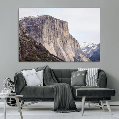 74506434-MGV-CV-36X24-El Capitan Wall Art Canvas Print, Framed Yosemite Cliff Art Picture Print, Sierra Nevada Perfect Sierra Minimalism Decor Artwork