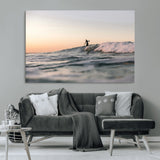 58502923-MGV-CV-36X24-Wave Rider Wall Art Canvas Print, Framed Ocean Wave Art Picture Print, Riding Surf Perfect Sunset Surf Decor Artwork