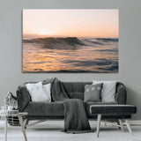 46299358-MGV-CV-36X24-Sunset Waves Wall Art Canvas Print, Framed Ocean Horizon Art Picture Print, Golden Water Perfect Golden Hour Coastal Decor Artwork