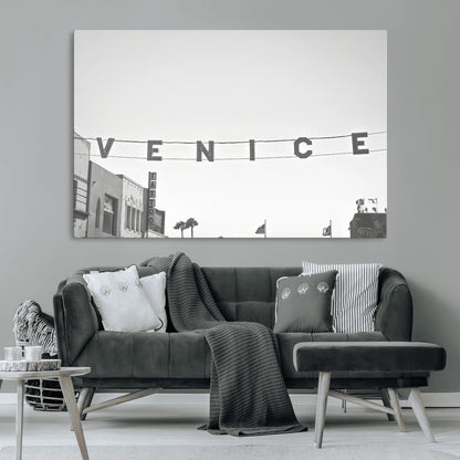 68254589-MGV-CV-36X24-Venice Sign Wall Art Canvas Print, Framed Venice Letters Art Picture Print, Los Angeles Perfect Minimalist Urban Decor Artwork
