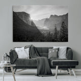 39278955-MGV-CV-36X24-Yosemite Valley Wall Art Canvas Print, Framed El Capitan Art Picture Print, Misty Mountain Perfect Modern Rustic Decor Artwork