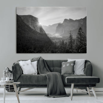 39278955-MGV-CV-36X24-Yosemite Valley Wall Art Canvas Print, Framed El Capitan Art Picture Print, Misty Mountain Perfect Modern Rustic Decor Artwork