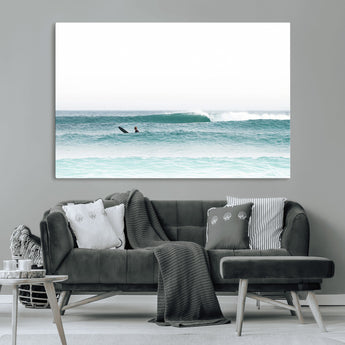 56345117-MGV-CV-36X24-Minimalist Surfing Wall Art Canvas Print, Framed Ocean Waves Art Picture Print, Soft Ocean Perfect Minimalist Coastal Decor
