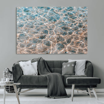 26580287-MGV-CV-36X24-Clear Water Wall Art Canvas Print, Framed Sunlit Ripples Art Picture Print, Ocean Texture Perfect Modern Coastal Decor Artwork