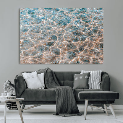 26580287-MGV-CV-36X24-Clear Water Wall Art Canvas Print, Framed Sunlit Ripples Art Picture Print, Ocean Texture Perfect Modern Coastal Decor Artwork