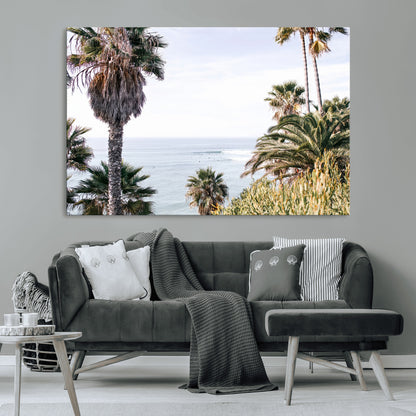 51404565-MGV-CV-36X24-Palm Trees Wall Art Canvas Print, Framed Ocean Breeze Art Picture Print, Coastal View Perfect Tropical Coastal Decor Artwork