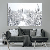 44705668-MGV-CV-36X24-Winter Forest Wall Art Canvas Print, Framed Snowy Forest Art Picture Print, Ski Lift Perfect Scandinavian Decor Artwork