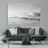 98634812-MGV-CV-36X24-Black and White Ocean Waves Wall Art – Minimalist Sea Canvas Print, Coastal Photography Decor for Living Room, Bedroom or Office