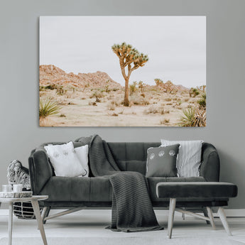 67109959-MGV-CV-36X24-Joshua Tree Wall Art Canvas Print, Framed Neutral Desert Art Picture Print, Earthy Landscape Perfect Neutral Boho Decor Artwork