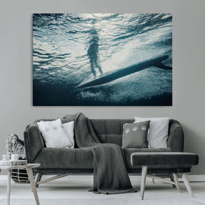 71192524-MGV-CV-36X24-Submerged Surf Wall Art Canvas Print, Framed Underwater Perspective Art Picture Print, Ocean Surf Perfect Coastal Adventure Decor