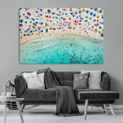 76172085-MGV-CV-36X24-Tropical Shoreline Wall Art Canvas Print, Framed Beach Relaxing Art Picture Print, Aerial Summer Perfect Coastal Vibrant Decor