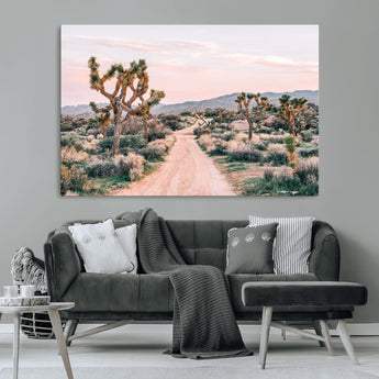 12540952-MGV-CV-36X24-Joshua Tree Park Wall Art Canvas Print, Framed Desert Road Art Picture Print, Sunset Drive Perfect Southwestern Boho Decor Artwork