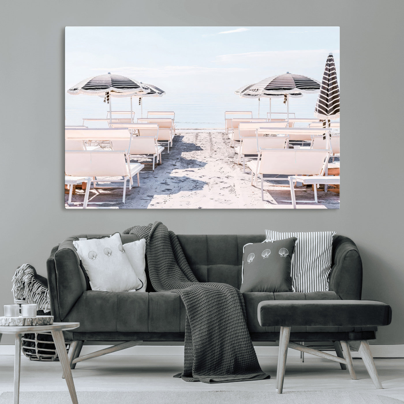 67623952-MGV-CV-36X24-Minimalist Beach Wall Art Canvas Print, Framed Pastel Sand Art Picture Print, Beach Aesthetic Perfect Coastal Minimalist Decor