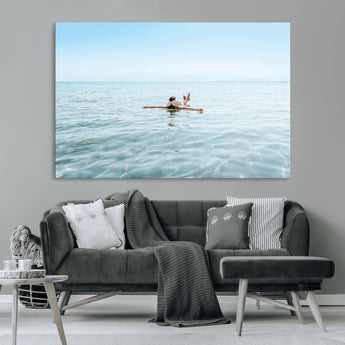 32624554-MGV-CV-36X24-Swimming Relaxation Wall Art Canvas Print, Framed Peaceful Water Art Picture Print, Clear Sea Perfect Minimalist Aquatic Decor