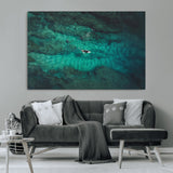 93287752-MGV-CV-36X24-Ocean Surf Wall Art Canvas Print, Framed Blue Waters Art Picture Print, Vibrant Seascape Perfect Coastal Adventure Decor Artwork