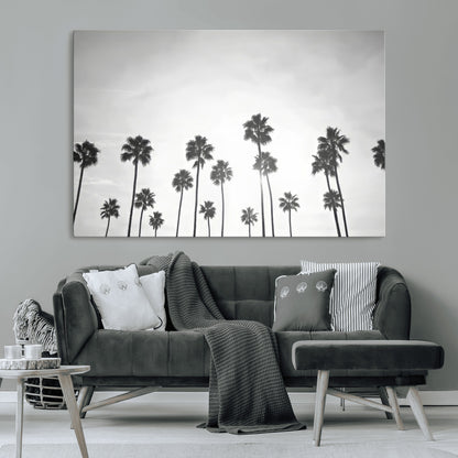 62298277-MGV-CV-36X24-Monochrome Palms Wall Art Canvas Print, Framed Minimalist Trees Art Picture Print, Silhouetted Palms Perfect Tropical Minimalist