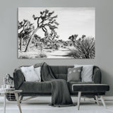 88164251-MGV-CV-36X24-Joshua Tree Wall Art Canvas Print, Framed Desert Path Art Picture Print, Monochrome Desert Perfect Minimalist Desert Decor Artwork