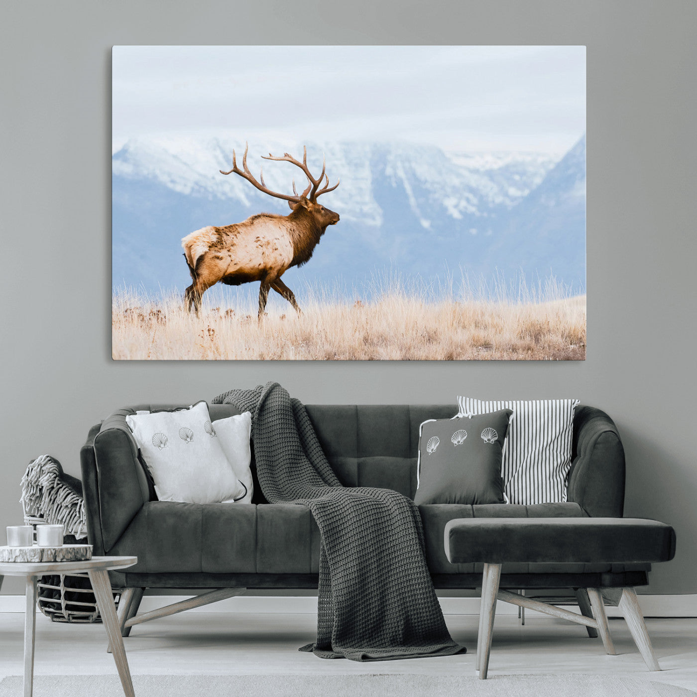 96024025-MGV-CV-36X24-Elk Photography Wall Art Canvas Print, Framed Mountain Wildlife Art Picture Print, Rustic Lodge Decor Perfect Rustic Lodge Decor