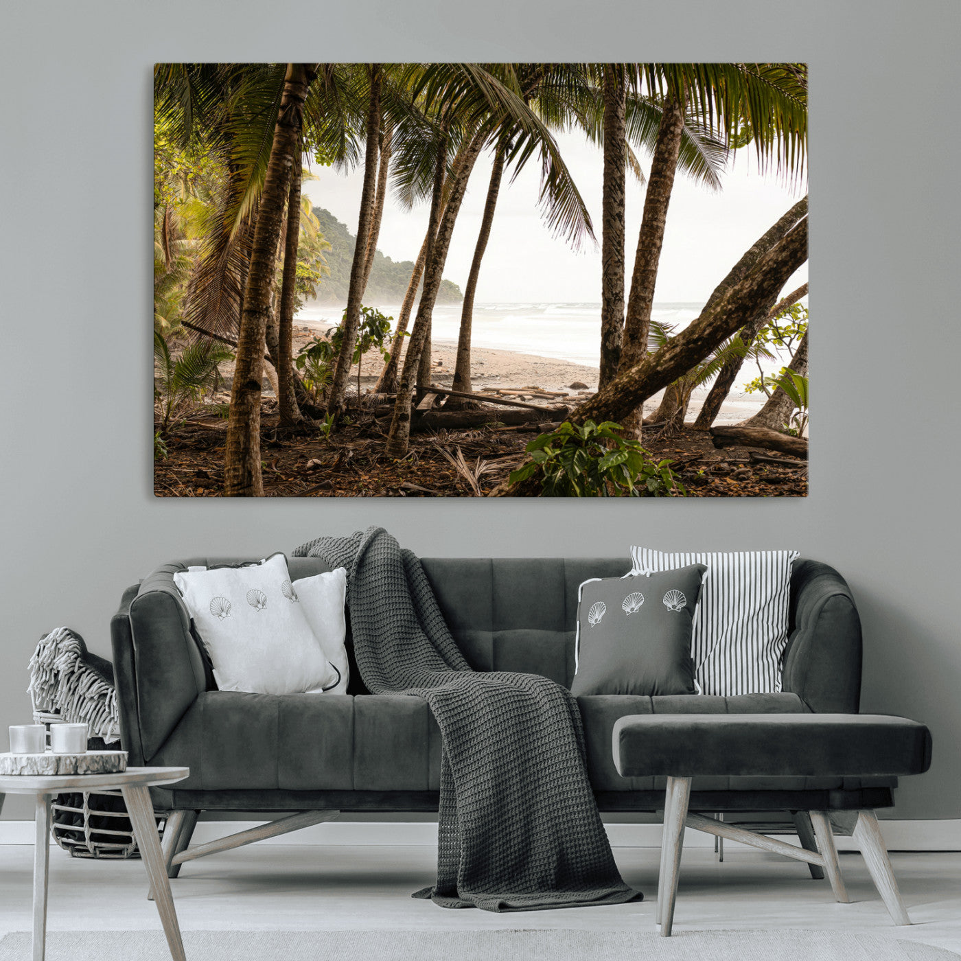 92093951-MGV-CV-36X24-Tropical Jungle Wall Art Canvas Print, Framed Palm Tree Forest Art Picture Print, Coastal Escape Perfect Jungle Retreat Decor