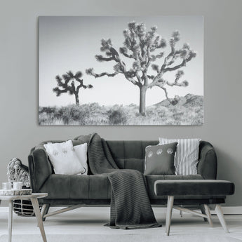 29996209-MGV-CV-36X24-Joshua Tree Art Wall Art Canvas Print, Framed Black White Landscape Art Picture Print, Desert Tree Decor Perfect Southwestern Boho