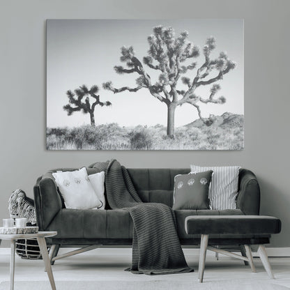 29996209-MGV-CV-36X24-Joshua Tree Art Wall Art Canvas Print, Framed Black White Landscape Art Picture Print, Desert Tree Decor Perfect Southwestern Boho