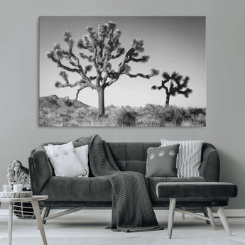 50975475-MGV-CV-36X24-Joshua Tree Art Wall Art Canvas Print, Framed Desert Tree Print Art Picture Print, Black White Nature Perfect Southwestern Boho