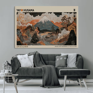 50869156-MGV-CV-36X24-Vintage Japanese Mt Fuji Wall Art – Traditional Ukiyo-e Style Landscape with Flowing River, Oriental Mountain Poster, Asian Home