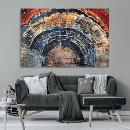 38987581-MGV-CV-36X24-Tree Ring Art Wall Art Canvas Print, Framed Rustic Wall Decor Art Picture Print, Nature Grain Print Perfect Modern Rustic Decor