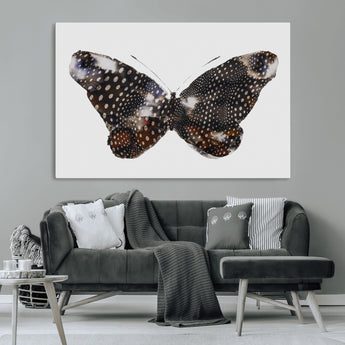 99831147-MGV-CV-36X24-Spotted Butterfly Wall Art Canvas Print, Framed Neutral Insect Theme Art Picture Print, Earthy Wing Pattern Perfect Modern Rustic