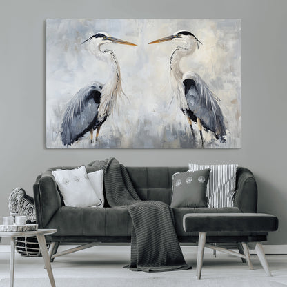 90806932-MGV-CV-36X24-Heron Wall Art Wall Art Canvas Print, Framed Bird Canvas Decor Art Picture Print, Nature Inspired Perfect Coastal Minimalist Decor