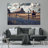 51092814-MGV-CV-36X24-Texas Longhorn Wall Art Wall Art Canvas Print, Framed Rustic Barn Canvas Art Picture Print, Farmhouse Cow Decor Perfect Rustic