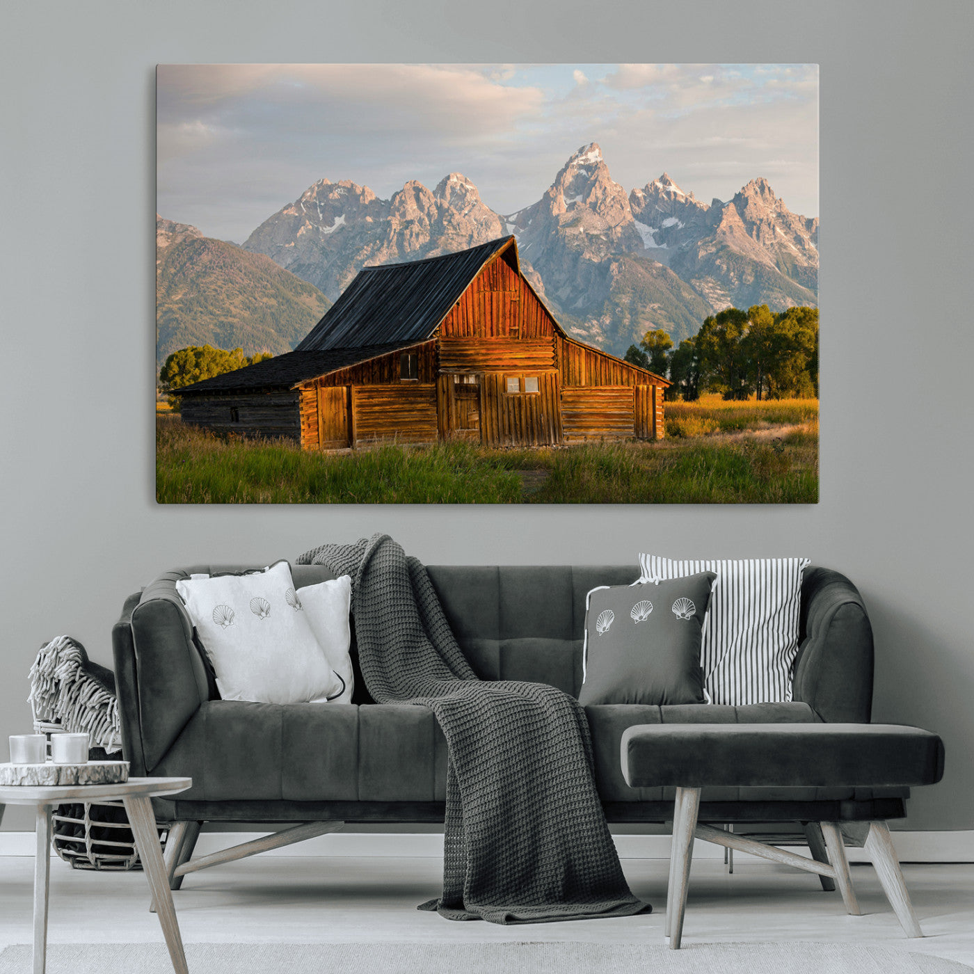 31771014-MGV-CV-36X24-Rustic Barn Wall Art Canvas Print, Framed Western Landscape Art Picture Print, Farmhouse Style Perfect Rustic Farmhouse Decor