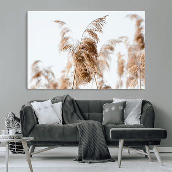 17019393-MGV-CV-36X24-Pampas Grass Wall Art Canvas Print, Framed Neutral Tones Art Picture Print, Minimalist Nature Perfect Boho Minimalist Decor