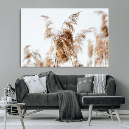 17019393-MGV-CV-36X24-Pampas Grass Wall Art Canvas Print, Framed Neutral Tones Art Picture Print, Minimalist Nature Perfect Boho Minimalist Decor