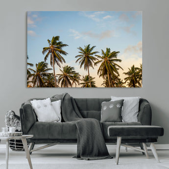 99033771-MGV-CV-36X24-Palm Trees Wall Art Canvas Print, Framed Tropical Vibes Art Picture Print, Coastal Sunset Perfect Coastal Boho Decor Artwork