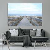 31602988-MGV-CV-36X24-Beach Boardwalk Wall Art Canvas Print, Framed Coastal Serenity Art Picture Print, Ocean View Perfect Coastal Minimalist Decor