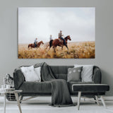 94723307-MGV-CV-36X24-Western Cowboys Wall Art Canvas Print, Framed Rustic Prairie Art Picture Print, Horseback Riding Perfect Rustic Western Decor