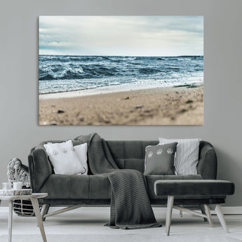 81812590-MGV-CV-36X24-Ocean Wall Art Wall Art Canvas Print, Framed Coastal Canvas Art Picture Print, Moody Seascape Perfect Coastal Minimalist Decor