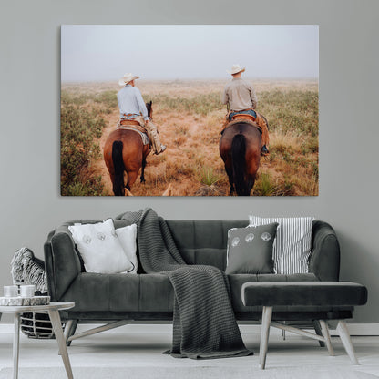 54943176-MGV-CV-36X24-Cowboy Wall Art Wall Art Canvas Print, Framed Western Canvas Art Picture Print, Rustic Ranch Scene Perfect Rustic Western Decor