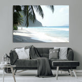 18311030-MGV-CV-36X24-Tropical Beach Wall Art Canvas Print, Framed Serene Ocean Art Picture Print, Palm Tree Shadows Perfect Tropical Coastal Decor