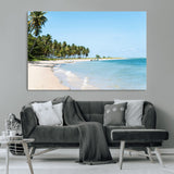 37858872-MGV-CV-36X24-Palm Tree Coast Wall Art Canvas Print, Framed Island Getaway Art Picture Print, Crystal Blue Water Perfect Tropical Coastal Decor